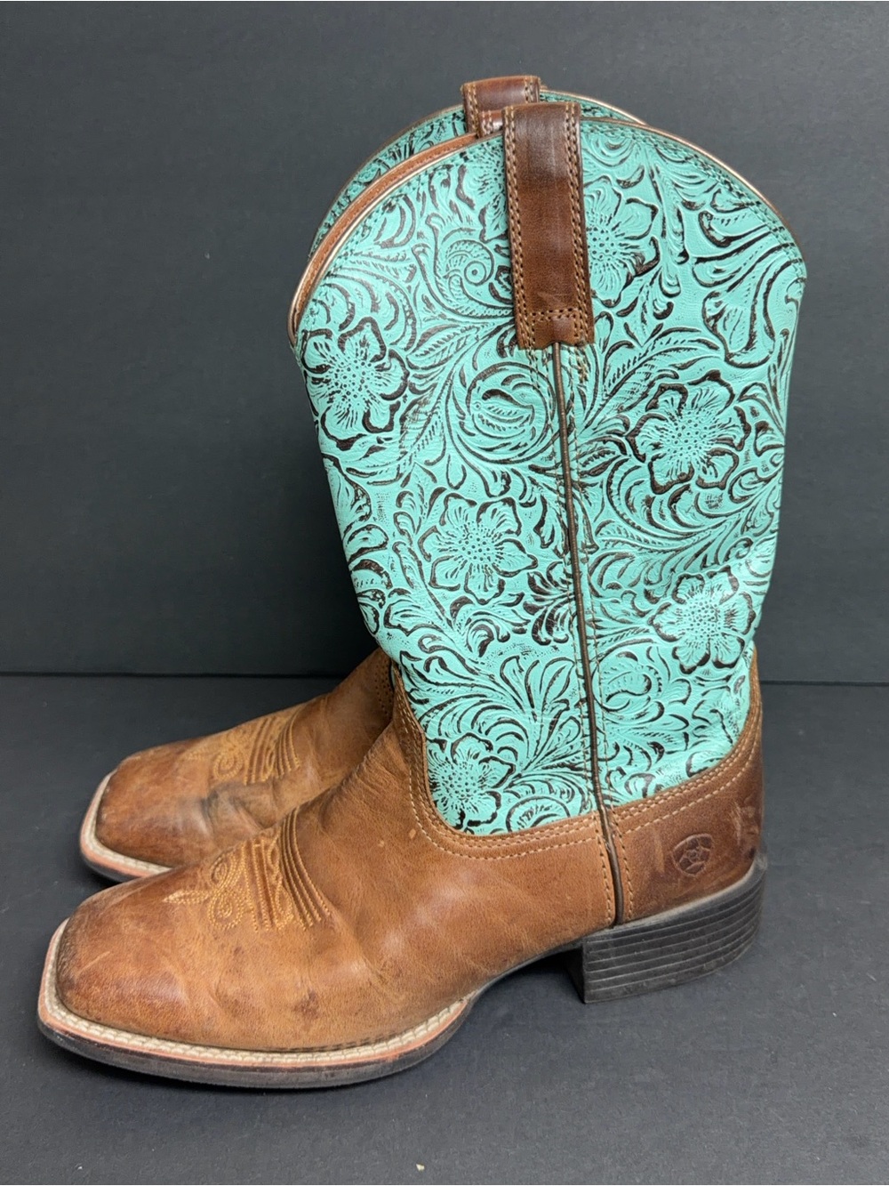 Ariat Women’s Round Up Wide Square Toe Western Boots Beduino Brown Size 8B